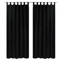 VIDAXL 2 Pcs Rideau A Passant Micro Satin Noir 140 X 245 Cm