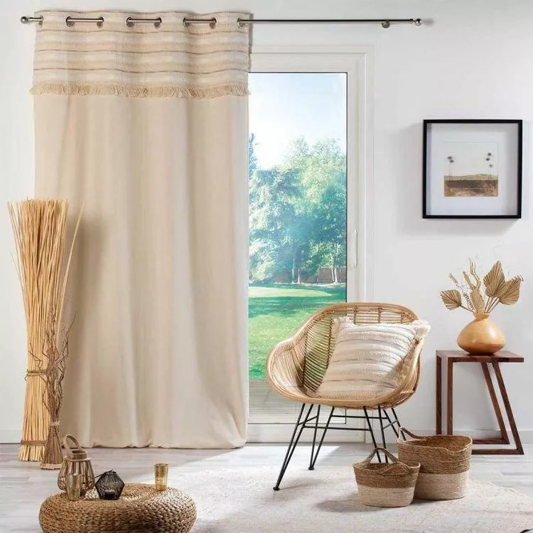 Paris Prix Rideau à Œillets Tissé Atlas 140x240cm Naturel – Image 3