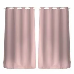 TOILINUX Lot De 2 Rideaux Unis Avec œillets - 140 X 240 Cm - Rose