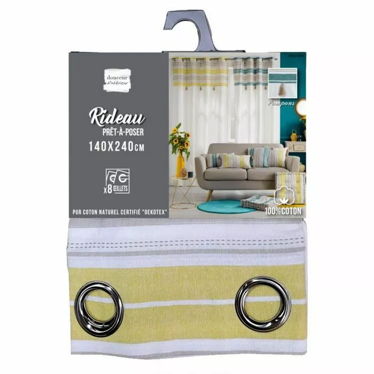 Paris Prix Rideau à Œillets Imprimé Naturaline 140x240cm Jaune – Image 5