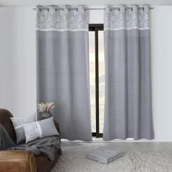 No Name Rideau à œillets 140x240 Elisa Gris Coton