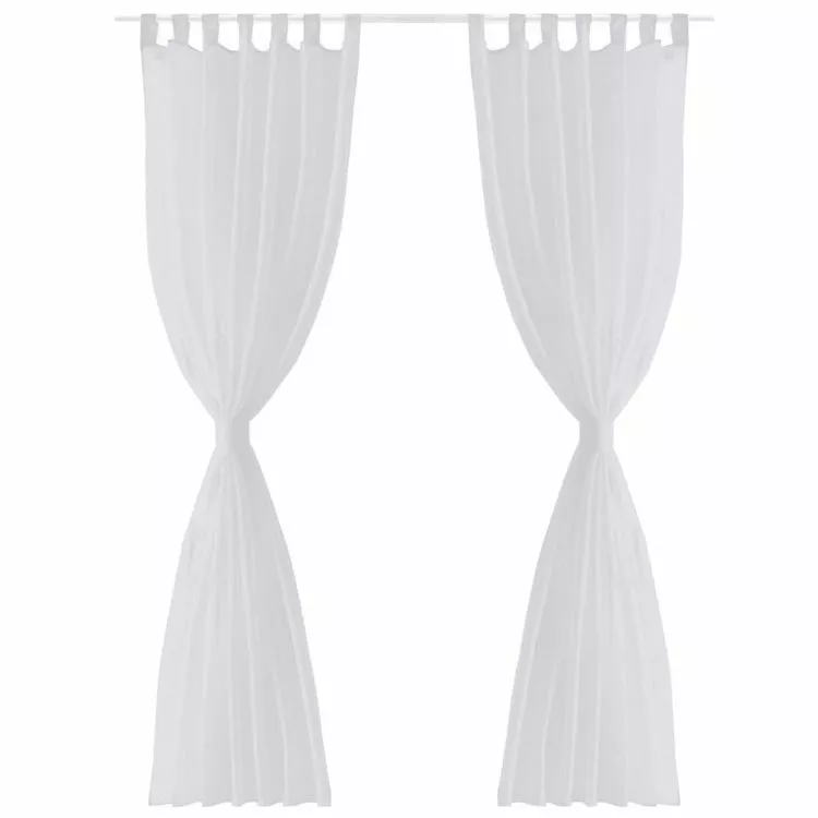 VIDAXL Rideau Fin Blanc 140x245 Cm 2 Pcs – Image 3